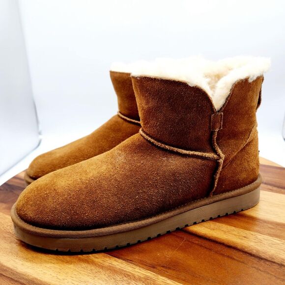 UGG Koolaburra Womens 10 Mini Ankle Boots Brown Suede Style #1015209 EUC - Picture 1 of 11